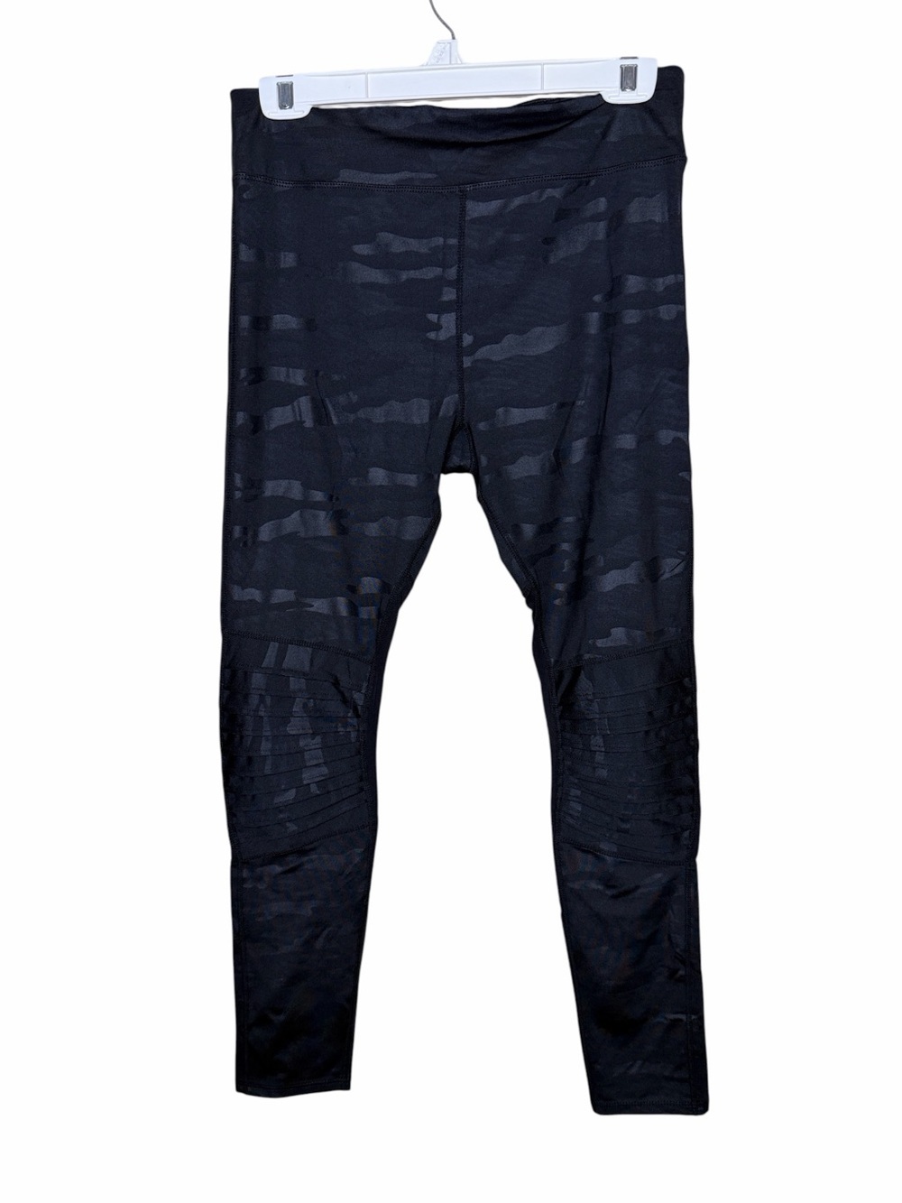 Sam Edelman Black Patterned Active Leggings with Gold Logo